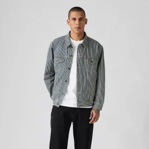 Men's Relaxed Fit Striped Trucker Jacket